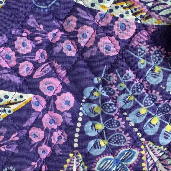 Vera Bradley Batik Leaves Purple Crossbody Bag with Front & Back Zipper Like New - Picture 4 of 8